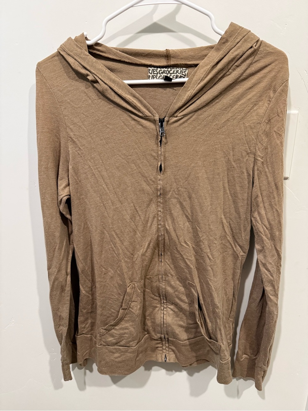 Light Brown Women's Zip Hoodie Sweatshirt - Unbranded